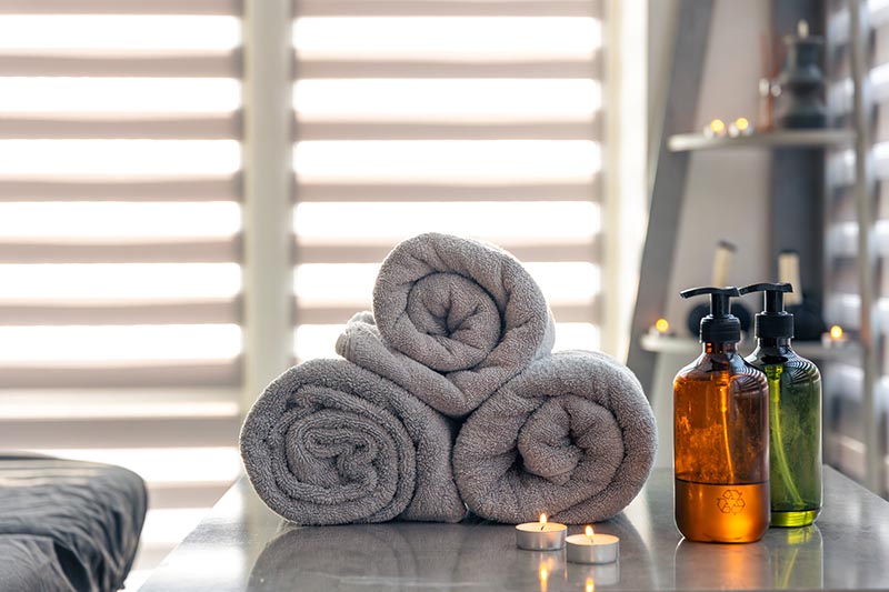 Aromatherapy oils and towels